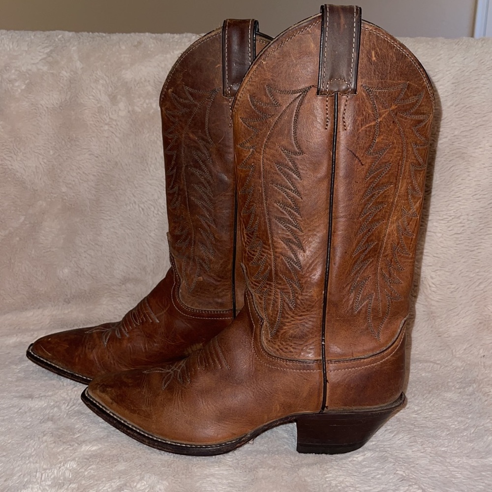 Justin Boots Brown Leather Western Cowboy Boots